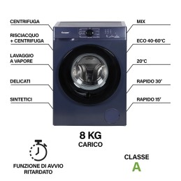 Lavatrici - Lavatrice KOOPER Slim 8kg 1200giri CLASSE A programmi 11 funzione a vapore