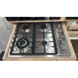 Piano Cottura - PIANO COTTURA 4 FUOCHI ACCIAIO INOX A GAS/METANO 60CM 4 GRIGLIE IN GHISA