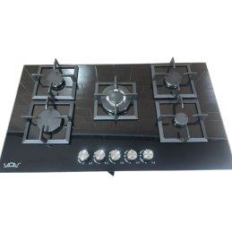 Piano Cottura - Piano cottura 5 fuochi VOV 90CM VETRO NERO griglie in GHISA