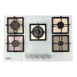 Piano Cottura - Piano cottura VOV 75cm VGH76-5004GLW vetro bianco con bruciatori in Ghisa