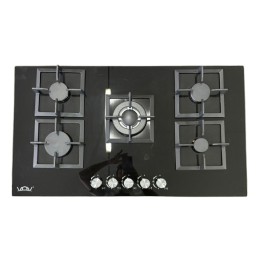 Piano Cottura - Piano cottura 5 fuochi VOV 90CM VETRO NERO griglie in GHISA