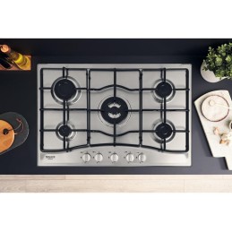 Piano Cottura - Piano cottura HOTPOINT ARISTON PCN752T/IX/HAR 5 Fuochi Gas da Incasso, Griglie Smaltate, Fornelli in Acciaio ...