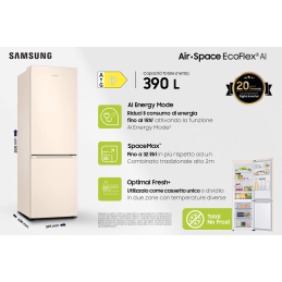 Frigoriferi - Frigorifero SAMSUNG RB38C603DEL Combinato EcoFlex AI Libera installazione con congelatore Wifi 2m 390 L Classe D