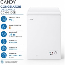Congelatori - Congelatore Candy Artico, CCHH100E, Congelatore a pozzetto, Libera Installazione, 97 Litri