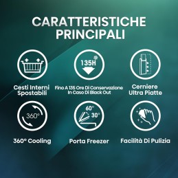 Congelatori - Congelatore MCF95E a Pozzetto 95 L di capacità, Silenzioso 40 dB, Bianco