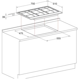 Piano Cottura - HOTPOINT PCN 750 T (AV) R /HA PIANO COTTURA DA INCASSO 75CM 5 FUOCHI A GAS COLORE AVENA - PCN750TAVRHA