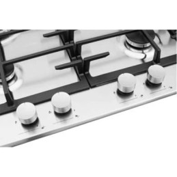 Piano Cottura - Hoover HHG6BRMX - Piano cottura a gas a quattro fuochi, 60 cm, con supporti in ghisa, in acciaio INOX