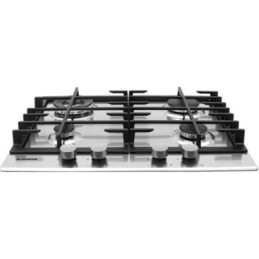 Piano Cottura - Hoover HHG6BRMX - Piano cottura a gas a quattro fuochi, 60 cm, con supporti in ghisa, in acciaio INOX